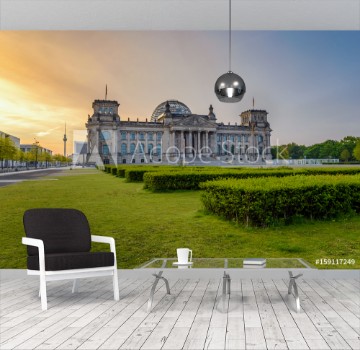 Picture of Berlin Reichstag German parliament building when sunrise Berlin Germany